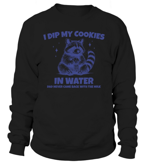 Raccoon Dip Cookie in Water L vBlue Sweatshirt Unisex