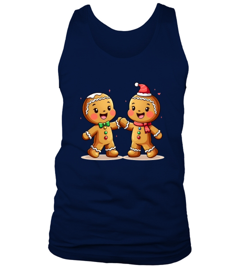 Cute Gingerbread Characters Holding Hand Tank Top Unisex