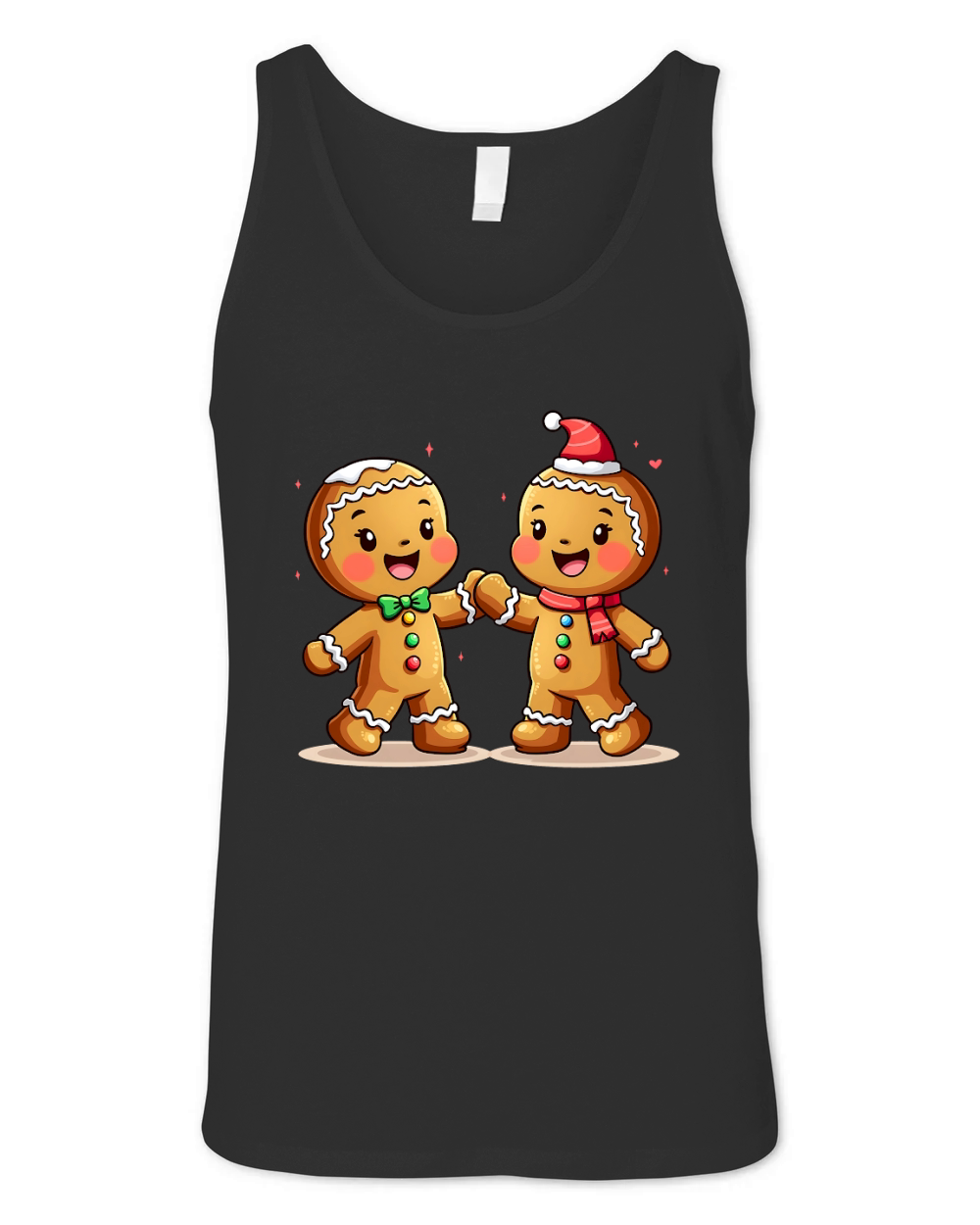 Cute Gingerbread Characters Holding Hand Unisex Jersey Tank