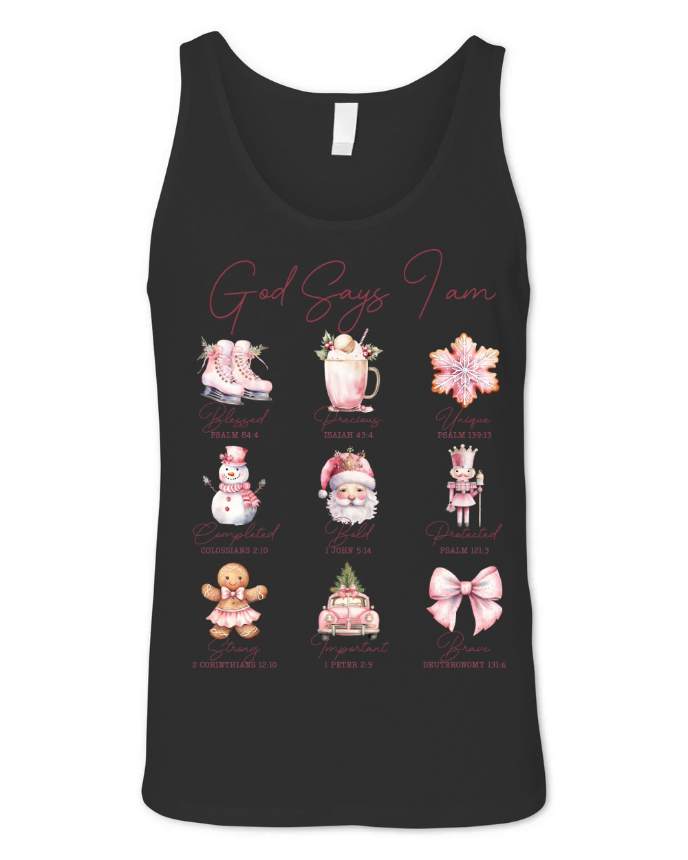 God Says i Am Christmas   Pink Unisex Jersey Tank