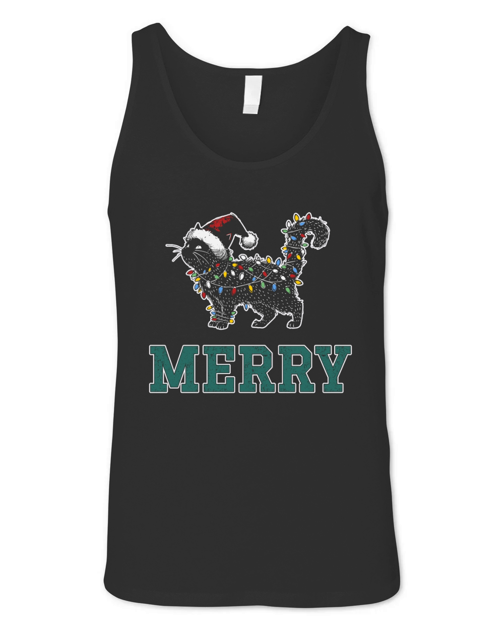 MERRY CAT WRAPPED BY CHRISTMAS LIGHTS D Color 3 Unisex Jersey Tank