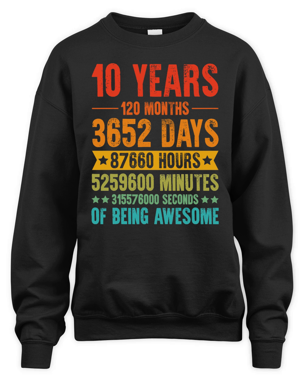 10 Years 120 Months Of Being Awesome Birthday T Shirt Design (1) Unisex Premium Crewneck Sweatshirt