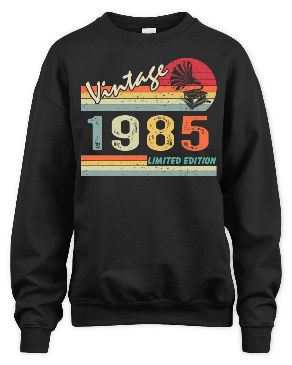 Vintage Gramophone 37th birthday 1985 37 years old Unisex Premium Crewneck Sweatshirt