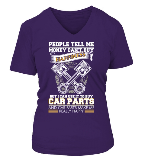 Car is Happiness V-neck T-Shirt Woman