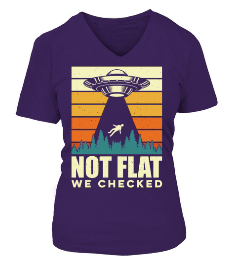 Funny Vintage UFO Alien not Flat we checked V-neck T-Shirt Woman