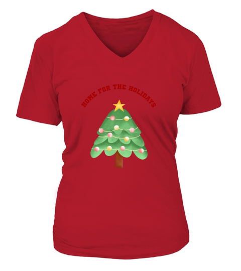 Home for the Holidays Christmas tree 6 V-neck T-Shirt Woman
