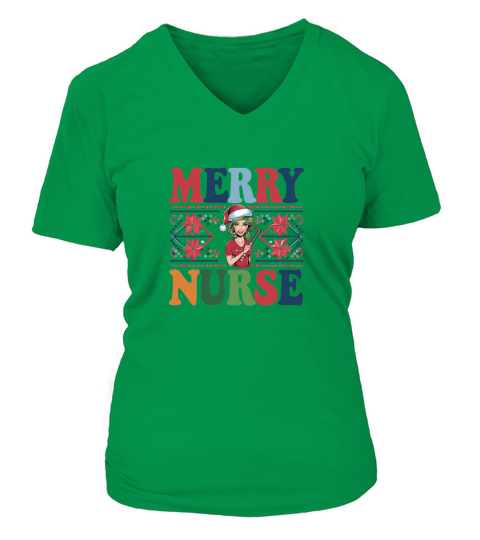 merry Nurse Christmas (2) V-neck T-Shirt Woman
