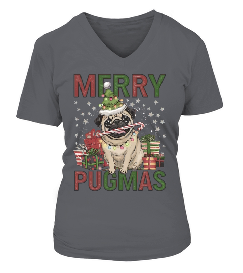 Merry pugmas 1 V-neck T-Shirt Woman