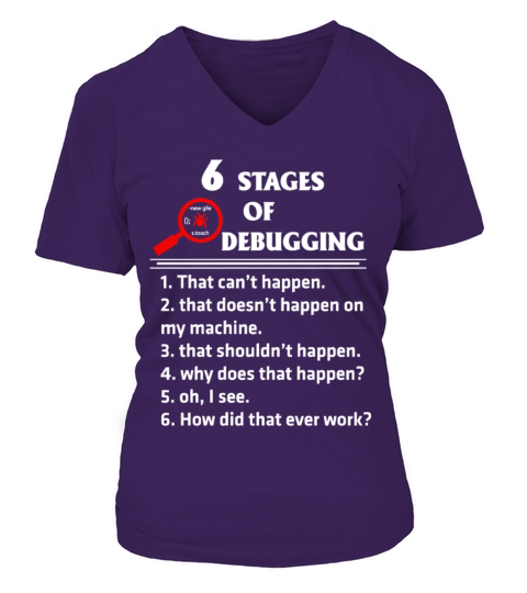 Programmer - 6 stages of debugging awesome t - s V-neck T-Shirt Woman