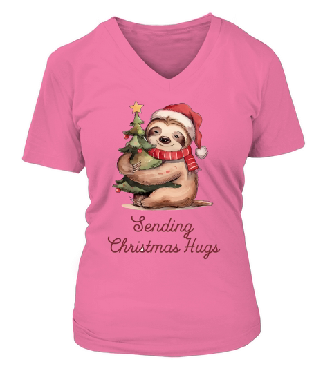 Sending Christmas Hugs Vintage Christmas V-neck T-Shirt Woman