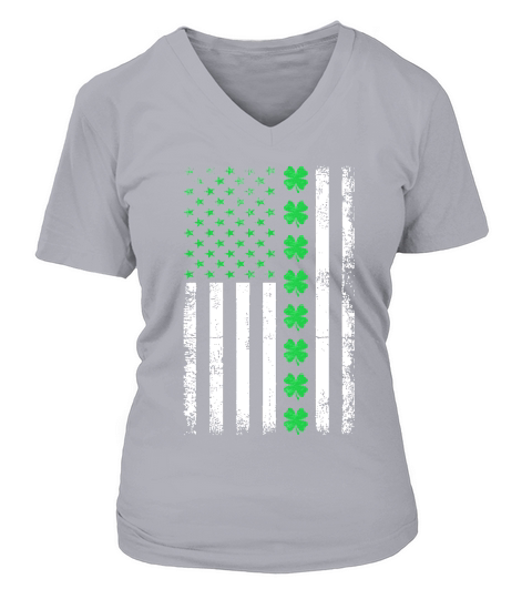 Vintage American Flag St. Patricks Day 2 V-neck T-Shirt Woman