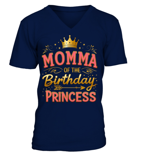 Momma Of the Birthday Pincess V-Neck T-shirt
