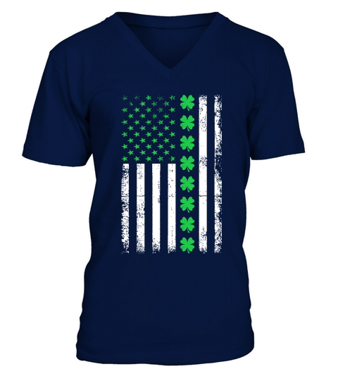 Vintage American Flag St. Patricks Day 2 V-Neck T-shirt