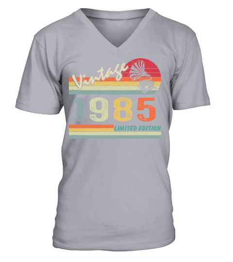 Vintage Gramophone 37th birthday 1985 37 years old V-Neck T-shirt