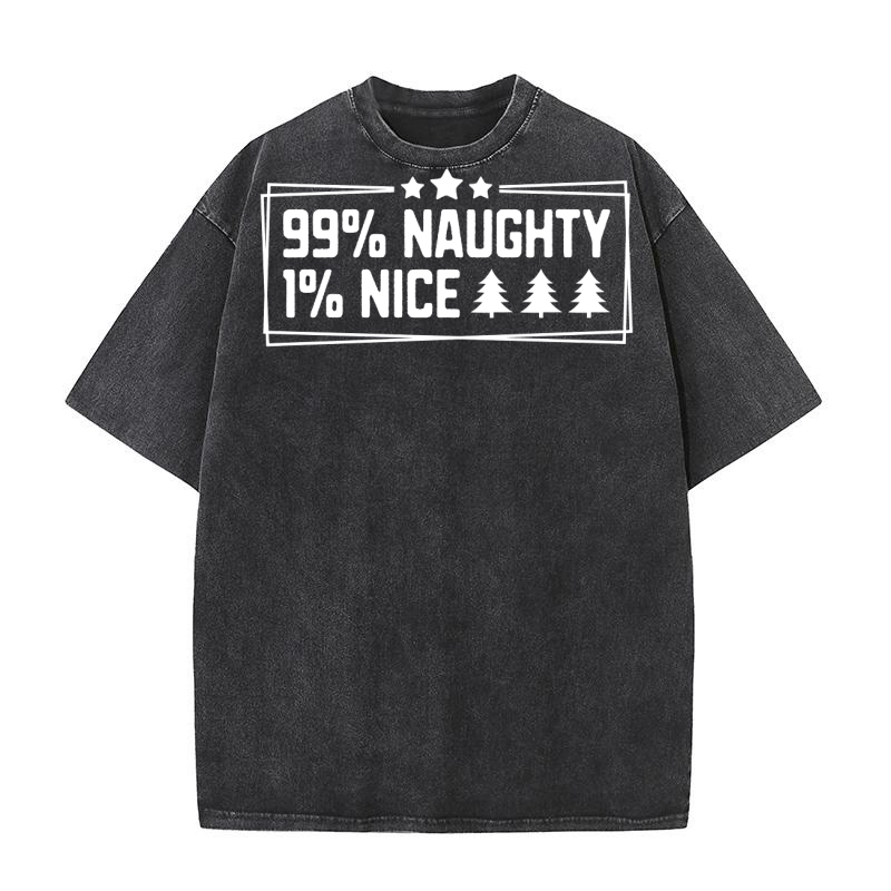 99% Naughty 1% Nice Washed T-Shirt