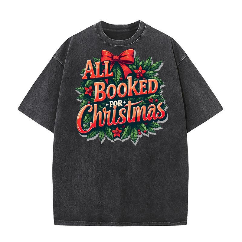 All Booked For Christmas Washed T-Shirt