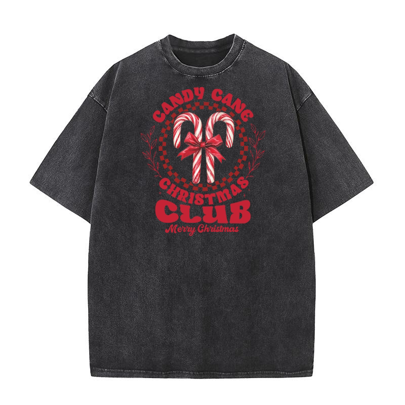 Candy Cane Christmas Club Merry christmas Washed T-Shirt