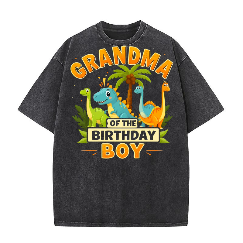 Grandma Of The Birthday Dinosaur 03 Washed T-Shirt