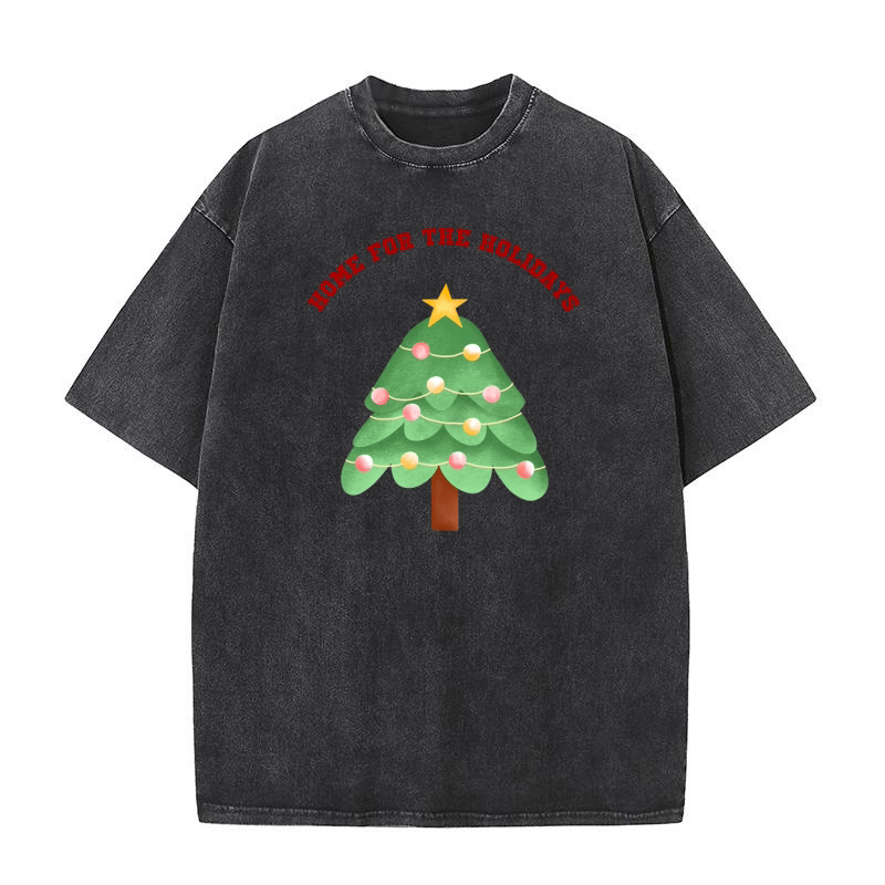 Home for the Holidays Christmas tree 6 Washed T-Shirt