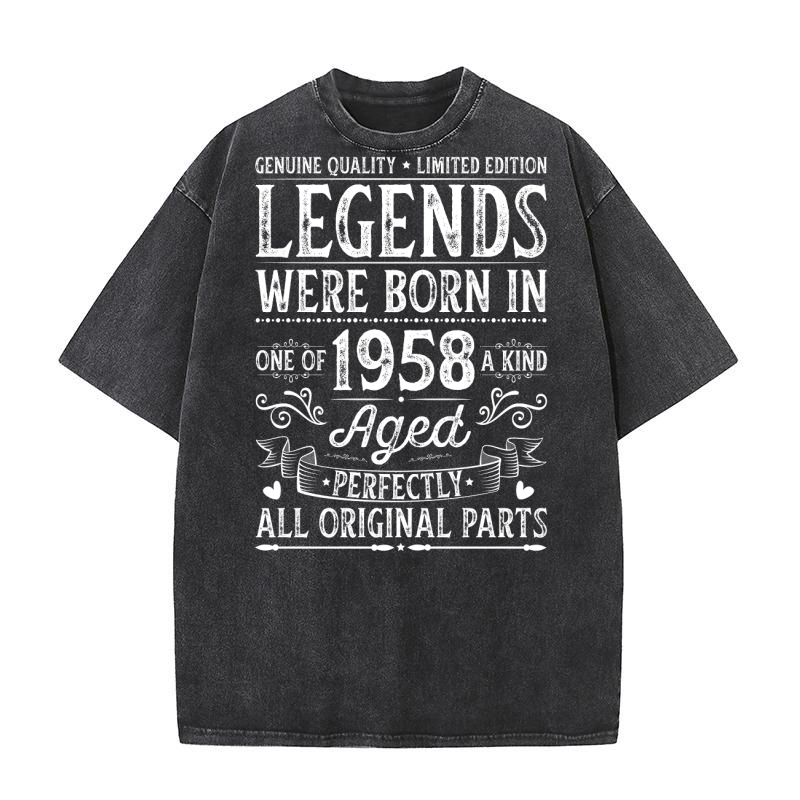 Legends Were Born In 1958 Birthday Washed T-Shirt