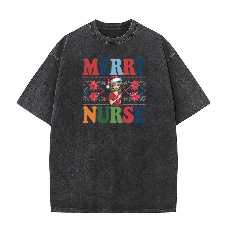 merry Nurse Christmas (2) Washed T-Shirt