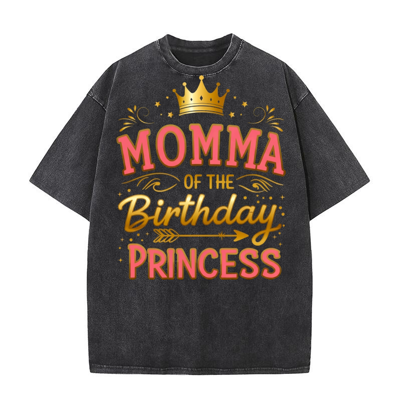 Momma Of the Birthday Pincess Washed T-Shirt