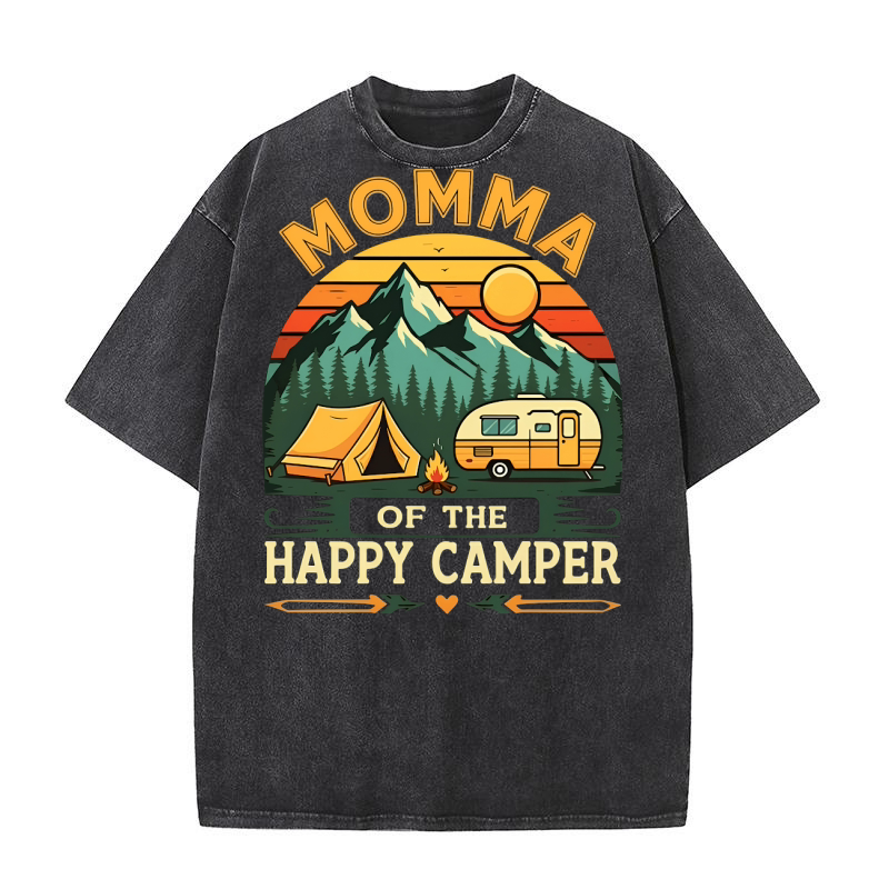 Momma Of The happy Camper 02 Washed T-Shirt