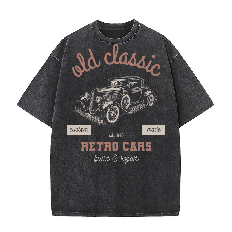 old calssic car vector graphics poster  (1) Washed T-Shirt