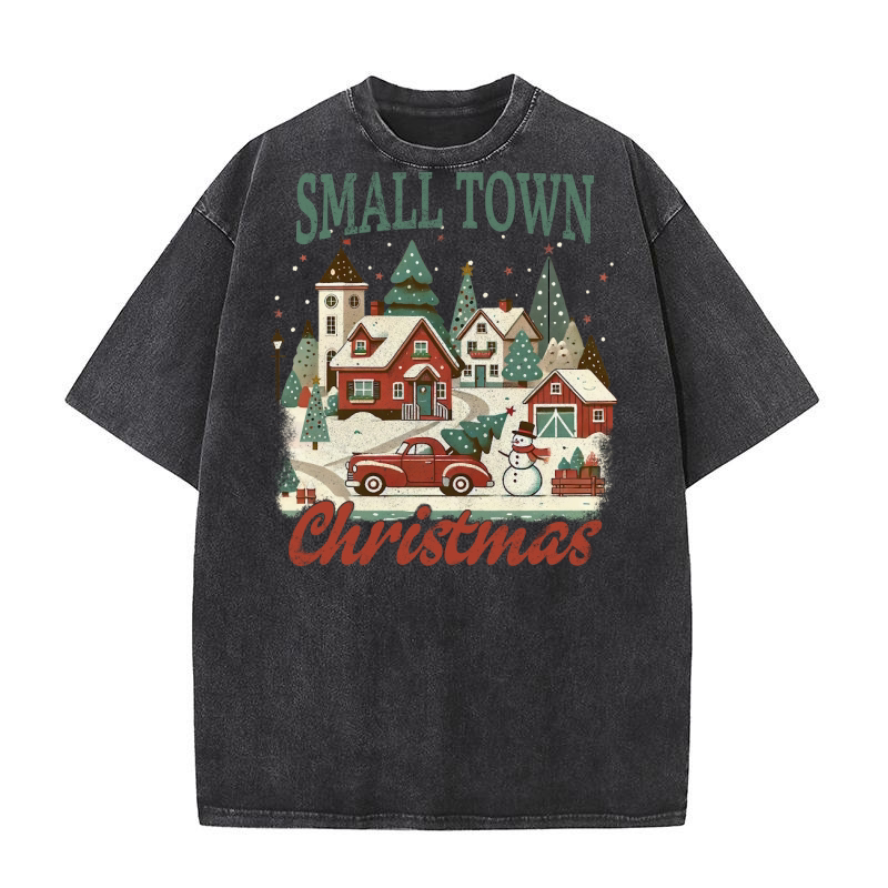 Small Town Christmas Washed T-Shirt