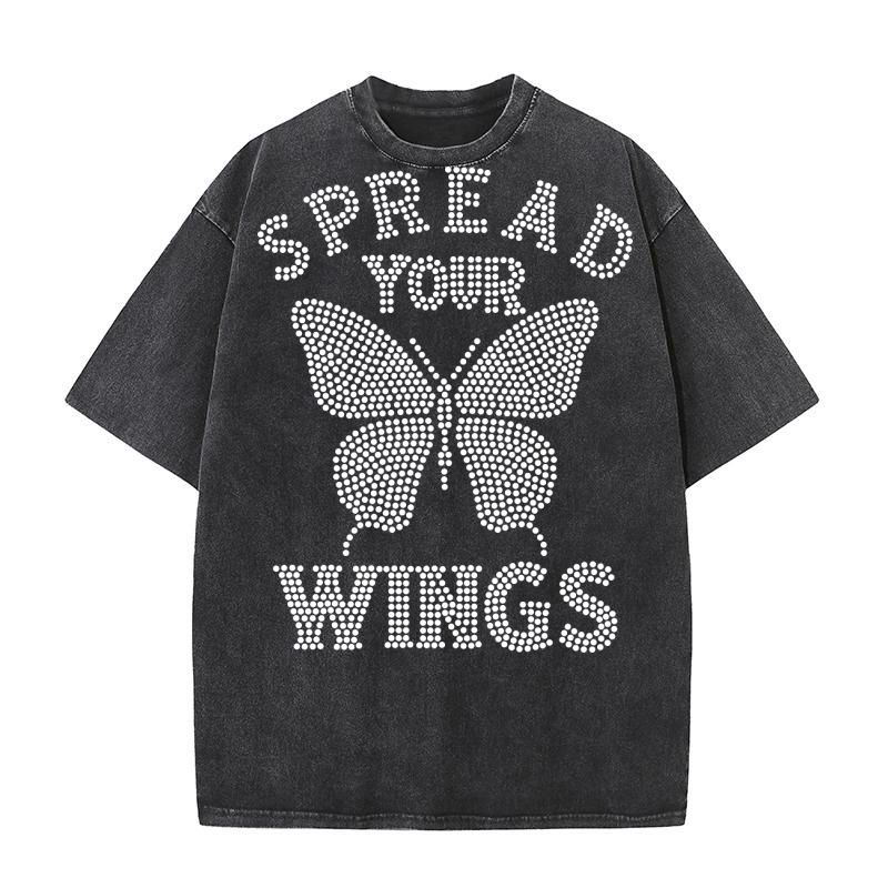 Spread your wings Rhinestone Washed T-Shirt