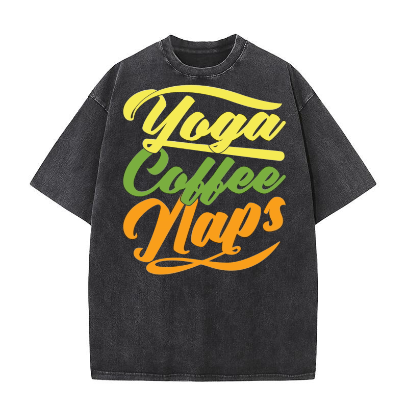 Yoga Coffee Naps Graphic Washed T-Shirt