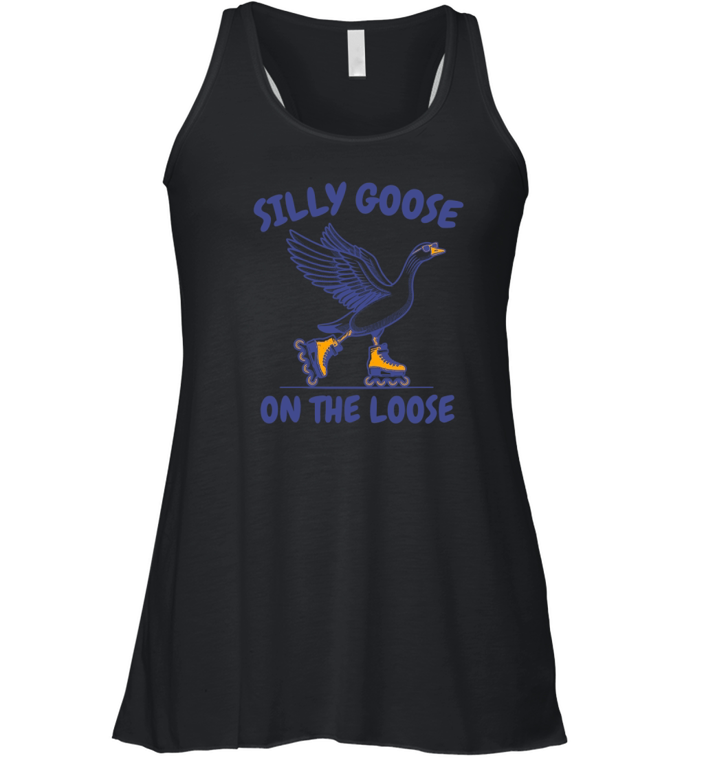 Goose Playing Retro Rollerblade L vBlue Women's Flowy Tank Top