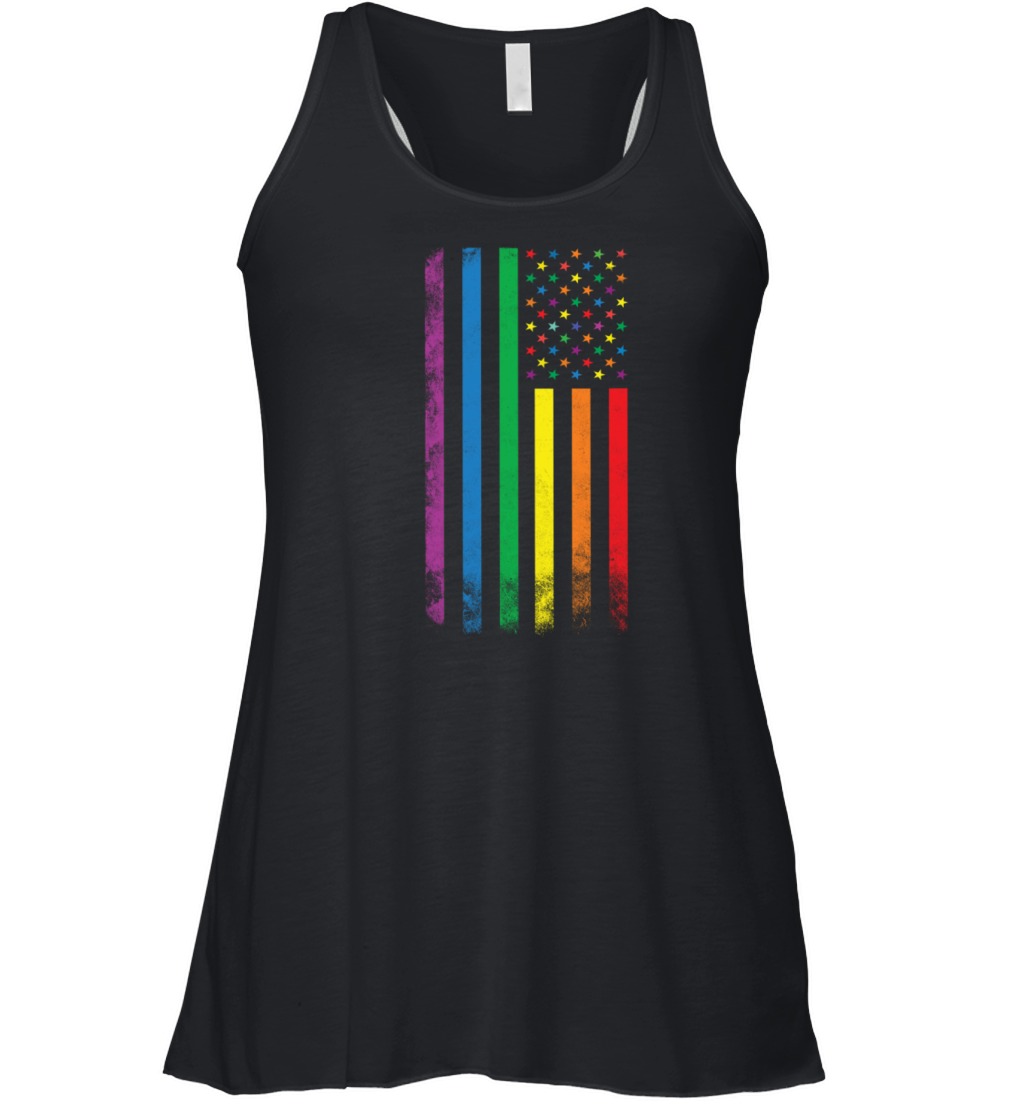 Rainbow American Flag Women's Flowy Tank Top