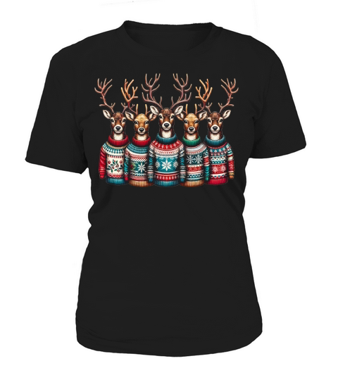 Cute Reindeer in Christmas Sweaters Women's T-Shirt