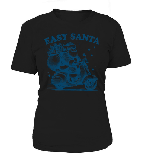 Easy Santa Riding Scooter L Blue Women's T-Shirt
