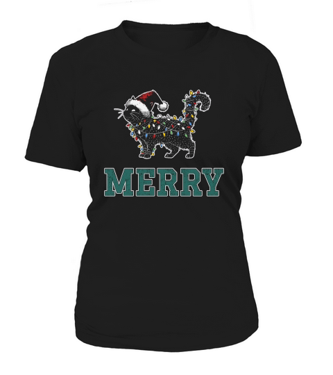 MERRY CAT WRAPPED BY CHRISTMAS LIGHTS D Color 3 Women's T-Shirt