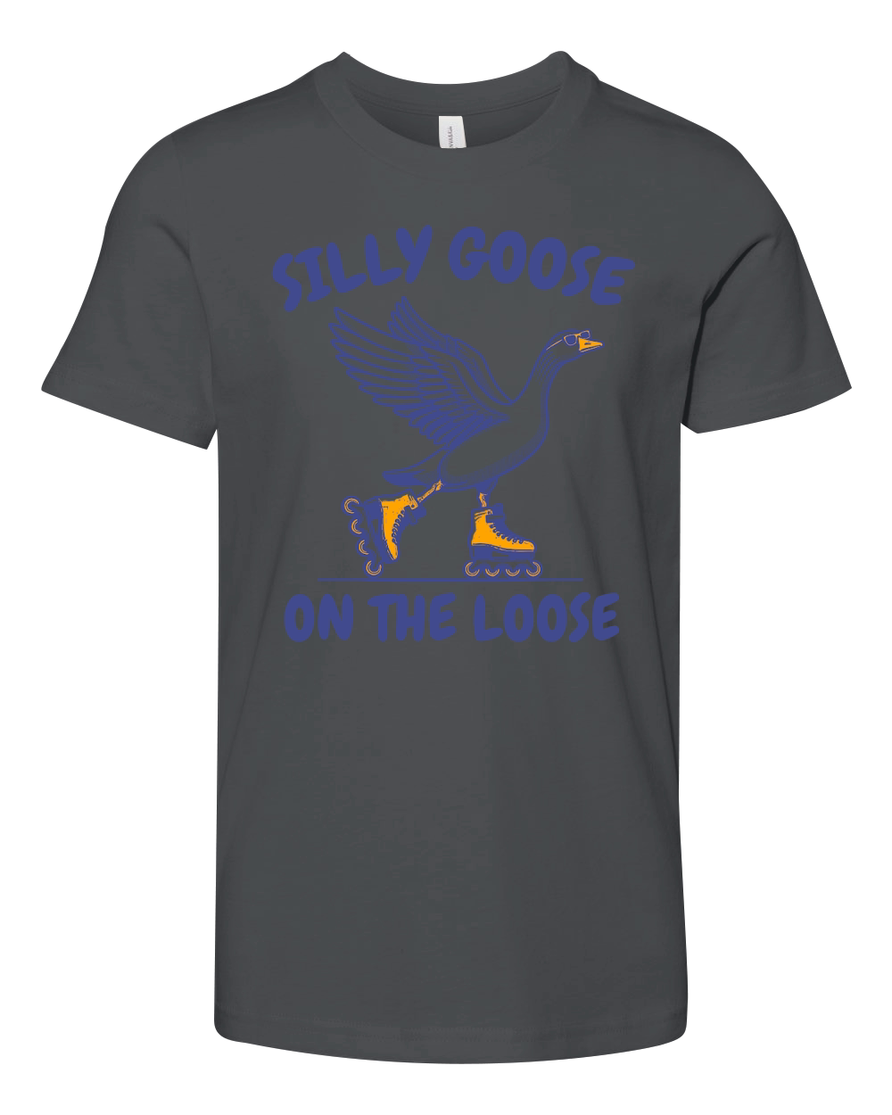 Goose Playing Retro Rollerblade L vBlue Youth Unisex Jersey Tee