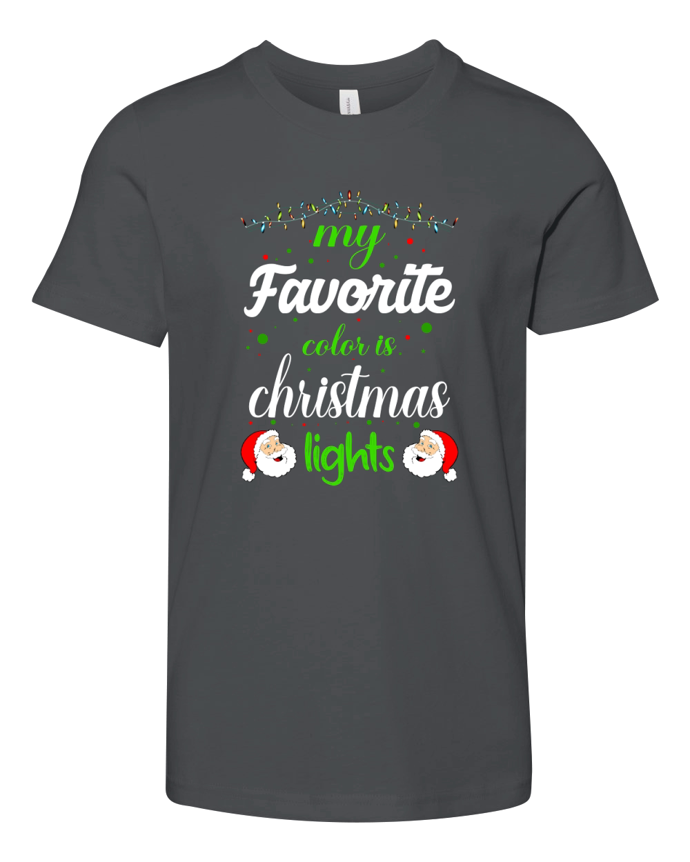 My Favorite Color is Christmas Lights Youth Unisex Jersey Tee