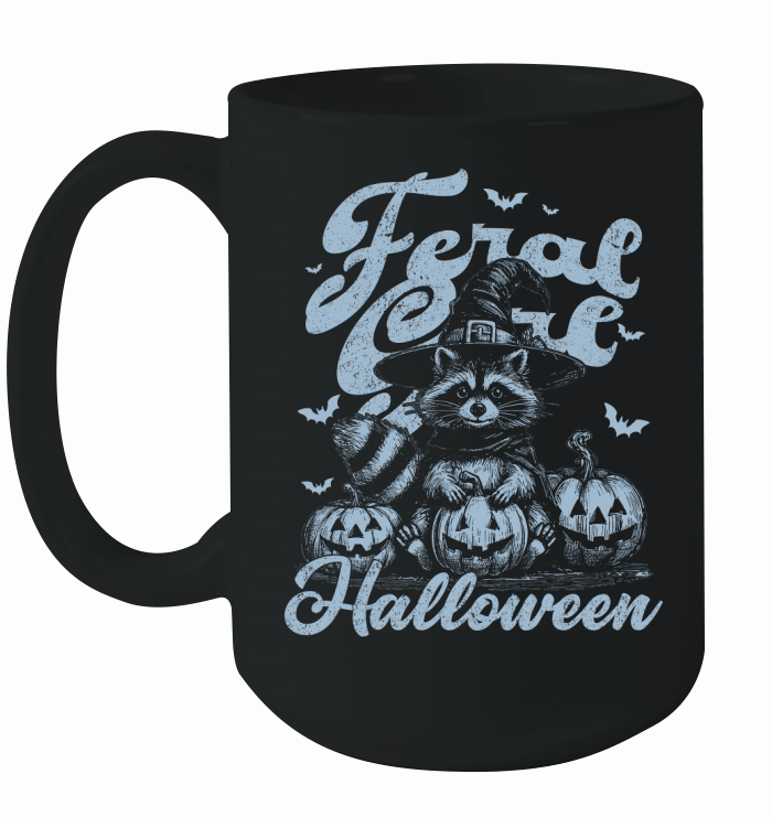 Feral girl Halloween Raccoon D Grey Ceramic Mug