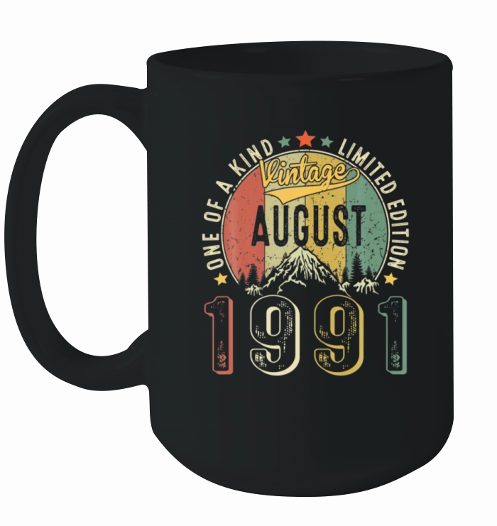 Vintage August 1991 Retro 30th Birthday 30 Years Ceramic Mug