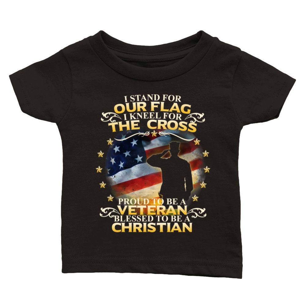 I Stand For Our Flag I Kneel For The Cross Christi Classic Baby Crewneck T-shirt