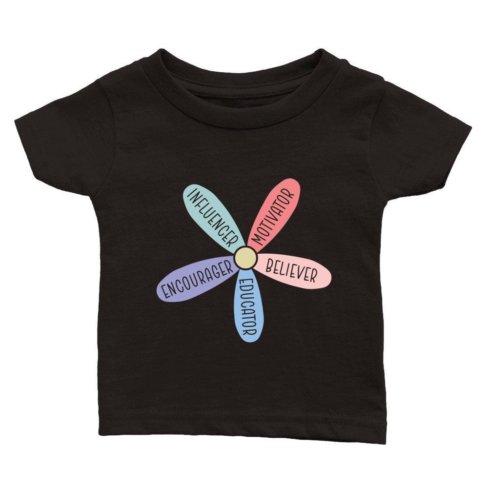 Influencer Motivator Believer Encourager Educator Classic Baby Crewneck T-shirt