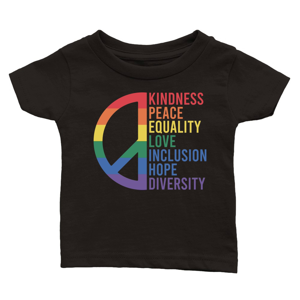 Kindness peace equality love inclusion Classic Baby Crewneck T-shirt