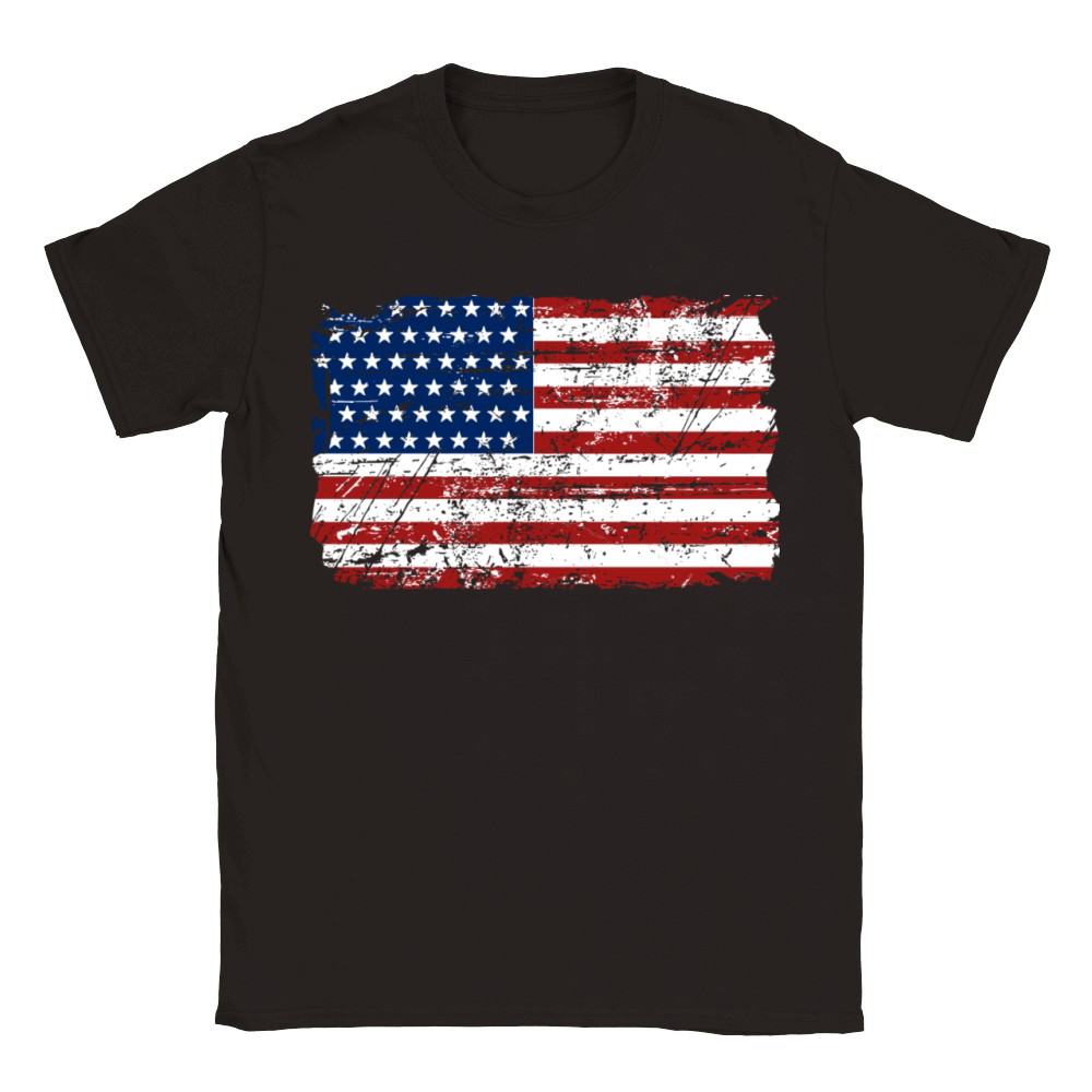 USA Flag - Vintage Look Classic Kids Crewneck T-shirt