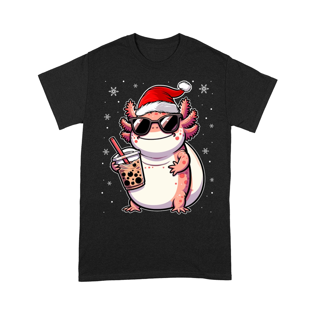 adorable axolotl drinking boba tea wearing santa hat 3 Comfort T-shirt