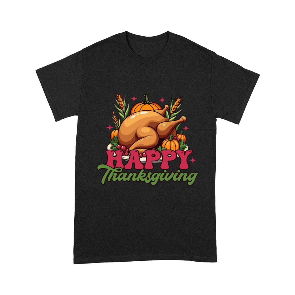 Happy Thanksgiving Roasted turkey graphic design vector art Comfort T-shirt