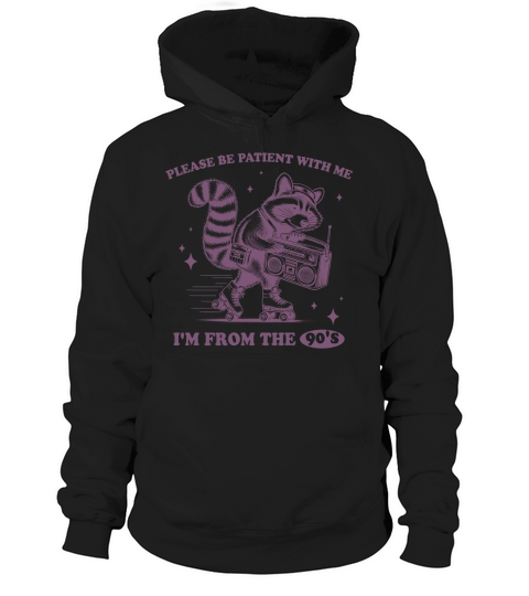 Raccoon Roller Skate Vintage Radio L Purple Hoodie Unisex