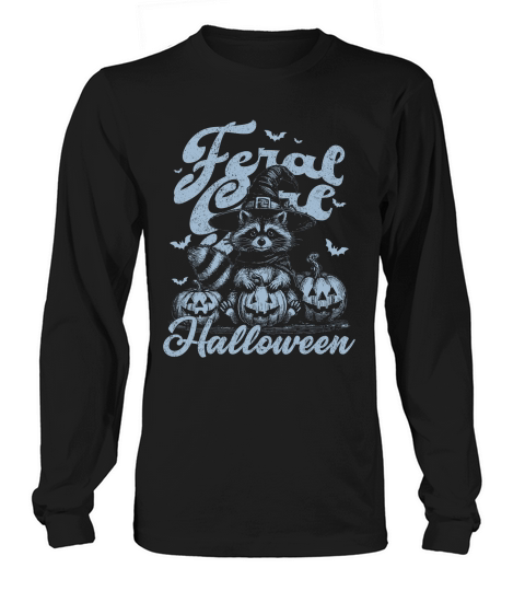 Feral girl Halloween Raccoon D Grey Long sleeved Unisex