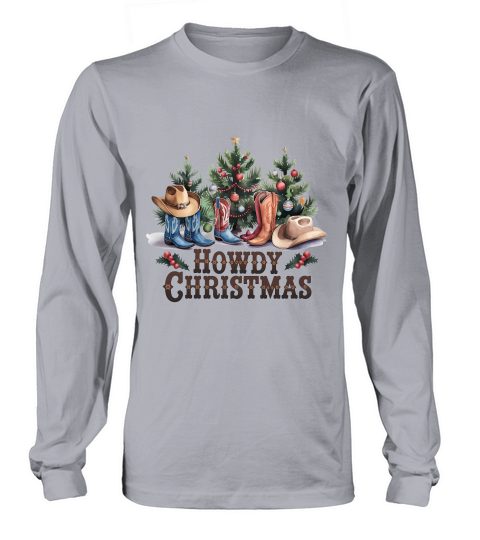 Howdy Christmas Vintage Christmas 4 02 Long sleeved Unisex