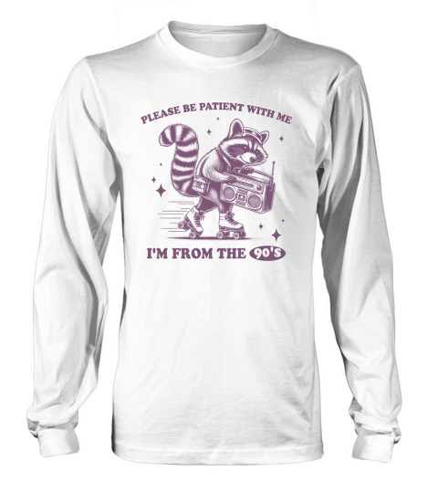 Raccoon Roller Skate Vintage Radio L Purple Long sleeved Unisex